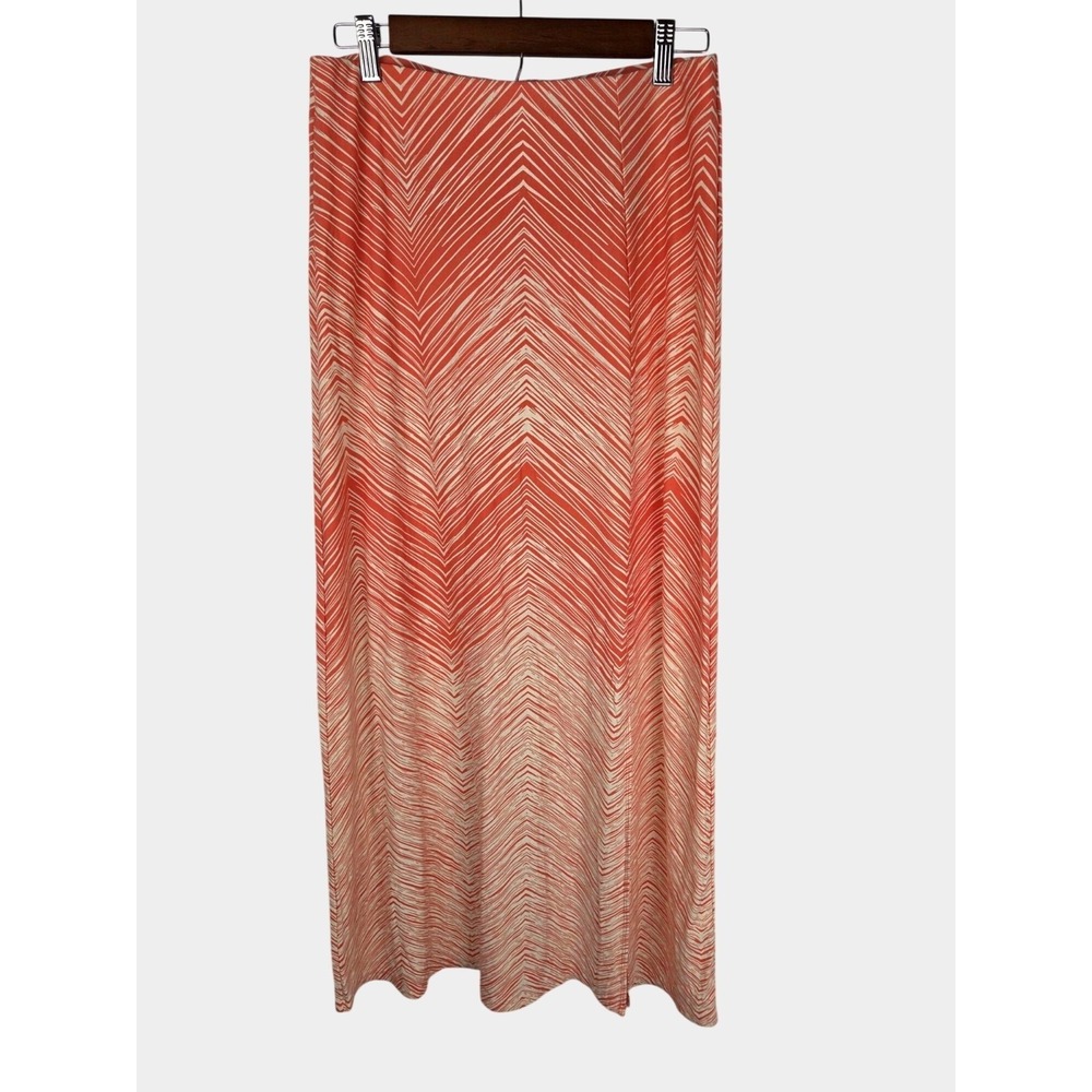 Tommy Bahama Shelter Cove Coral Chevron Maxi‎ Skirt S Pullon Boho